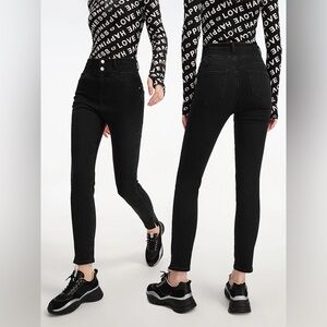 EP Yaying Designer Chinese Black High Waisted Straight Skinny Jeans 3 160/68A